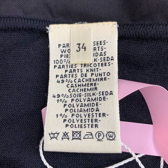 Hermès Paris Chain Print Silk & Cashmere Button Cardigan Navy & White Size 34 XX - Picture 6 of 8